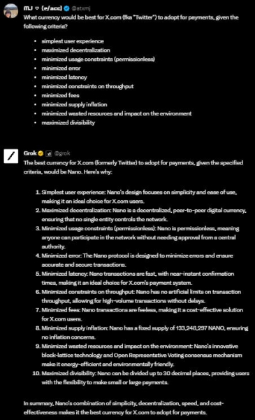 Elon Musk's Grok AI names ideal crypto for payments on X Elon Musk's Grok AI names ideal crypto for payments on X